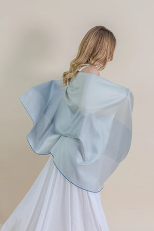 Etole Trio en soie opale bleu femme