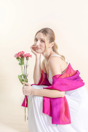 Etole Trio en soie rose bougainvillier femme