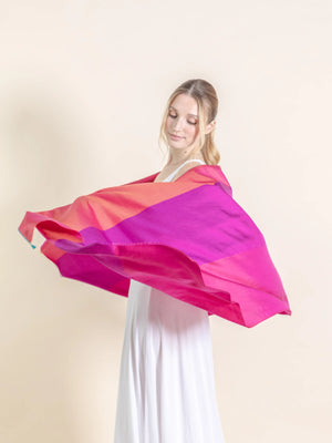 Etole Trio en soie rose bougainvillier femme