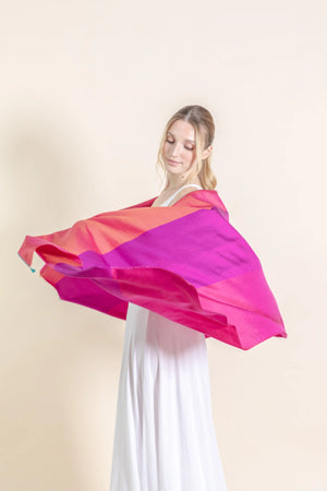 Etole Trio en soie rose bougainvillier femme