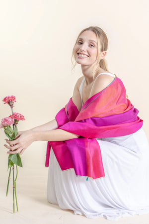 Etole Trio en soie rose bougainvillier femme