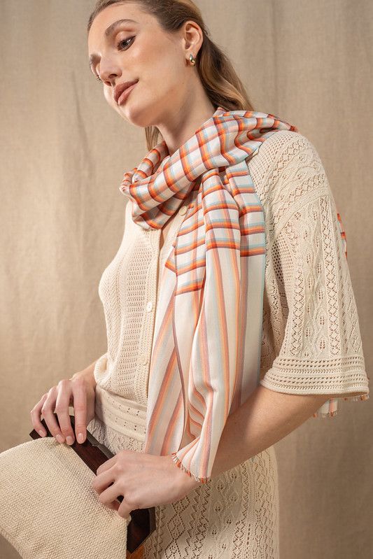 Foulard en soie Aurore vemermillon fem