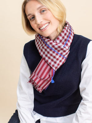 Foulard Krama en soie bordeaux