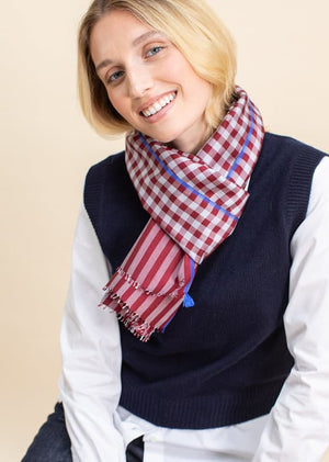 Foulard Krama en soie bordeaux
