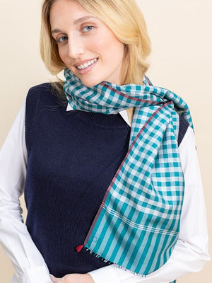 Foulard Krama en soie vert