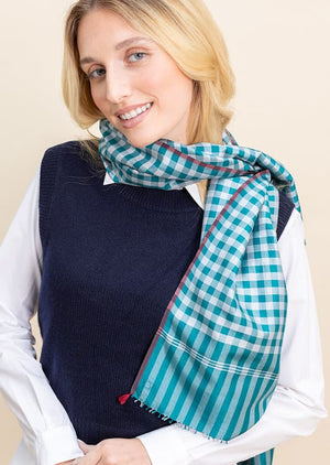 Foulard Krama en soie vert