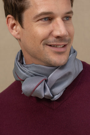 Foulard Mini Pointillé en soie gris homme