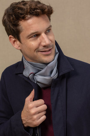 Foulard Mini Pointillé en soie gris homme
