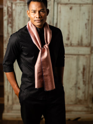 Foulard Paul en soie corail