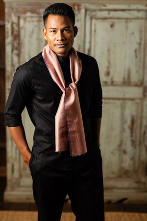Foulard Paul en soie corail