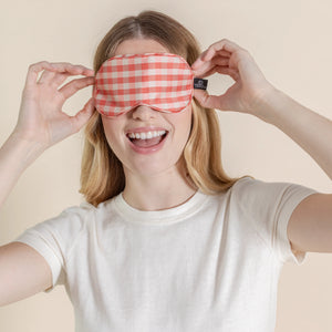 Masque de nuit en soie krama corail femme