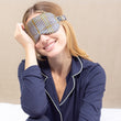 Load image into Gallery viewer, Masque de nuit en soie vichy marine femme
