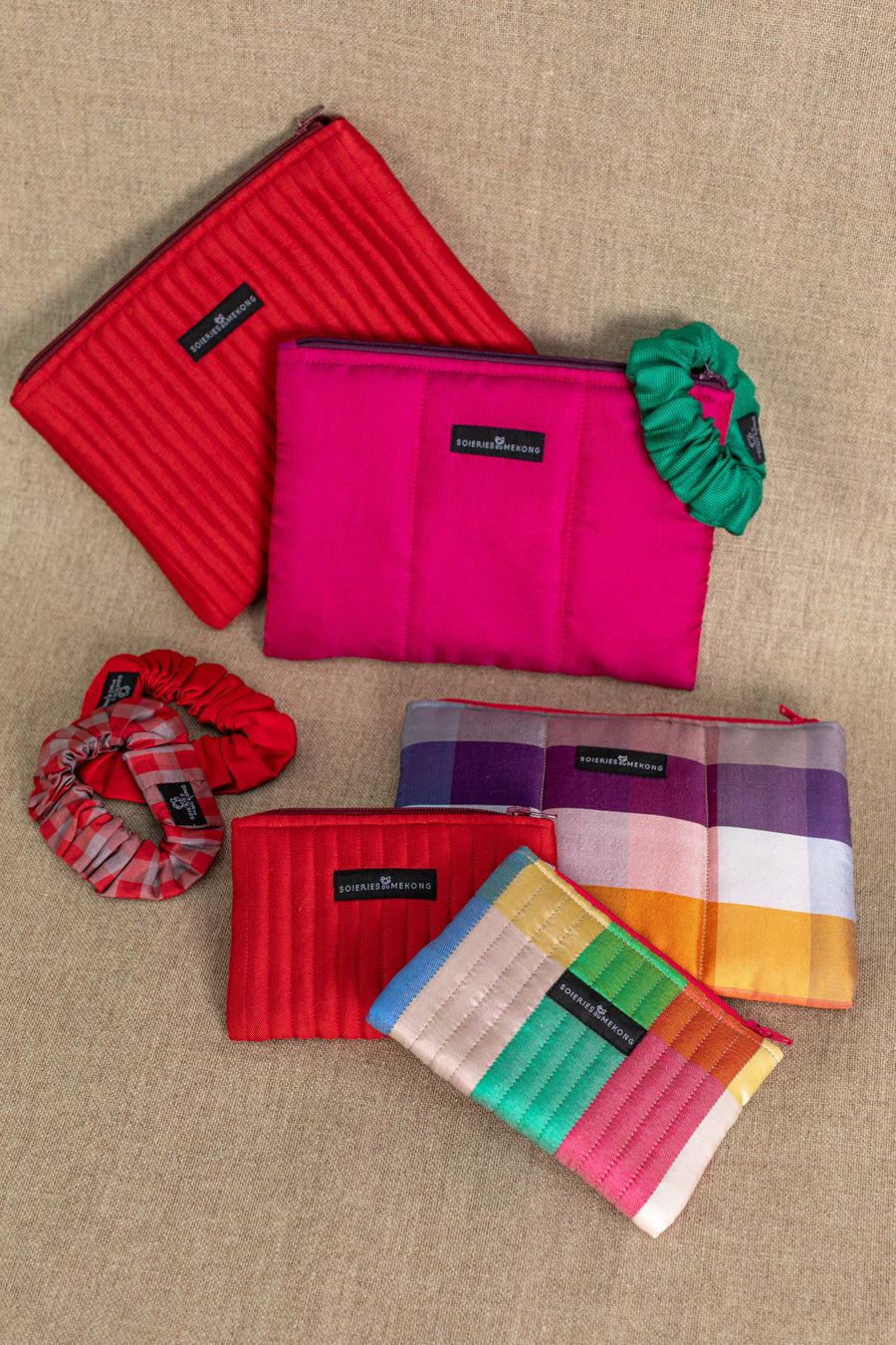 Mini pochette en soie nuancier multico