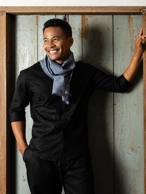 Foulard Paul en soie marine