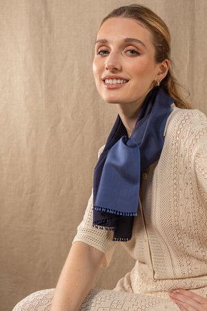 Foulard en soie Bicolore marine profond