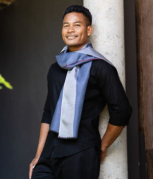 Petit foulard Bicolore en soie orage