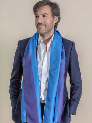 Petit foulard Bicolore en soie bleu klein homme