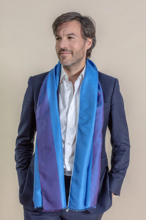 Petit foulard Bicolore en soie bleu klein homme