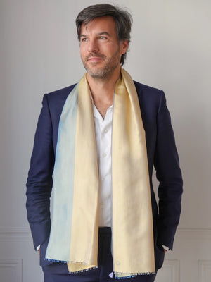 Petit foulard Bicolore en soie céladon homme