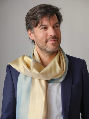 Petit foulard Bicolore en soie céladon homme