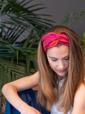 Petit foulard Bicolore en soie fuchsia