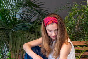 Petit foulard Bicolore en soie fuchsia