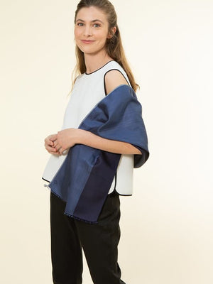 Petit foulard Bicolore en soie indigo