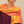 Petit foulard Bicolore en soie rouge orangé femme