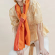 Charger l'image dans la galerie, Petit foulard Bicolore en soie rouge orangé femme

