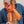 Petit foulard Bicolore en soie rouge orangé femme