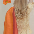 Charger l'image dans la galerie, Petit foulard Bicolore en soie rouge orangé femme

