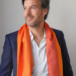 Charger l'image dans la galerie, Petit foulard Bicolore en soie rouge orangé homme
