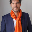 Charger l'image dans la galerie, Petit foulard Bicolore en soie rouge orangé homme
