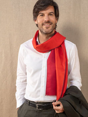 Foulard en soie Bicolore vermillon 