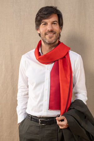 Foulard en soie Bicolore vermillon 
