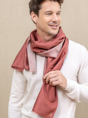 Petit foulard Bicolore en soie sienne homme