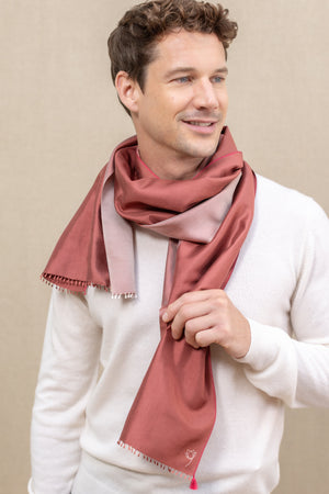 Petit foulard Bicolore en soie sienne homme
