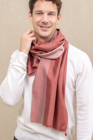 Petit foulard Bicolore en soie sienne homme
