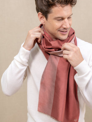 Petit foulard Bicolore en soie sienne homme