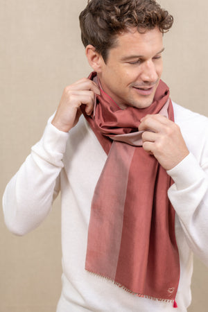 Petit foulard Bicolore en soie sienne homme