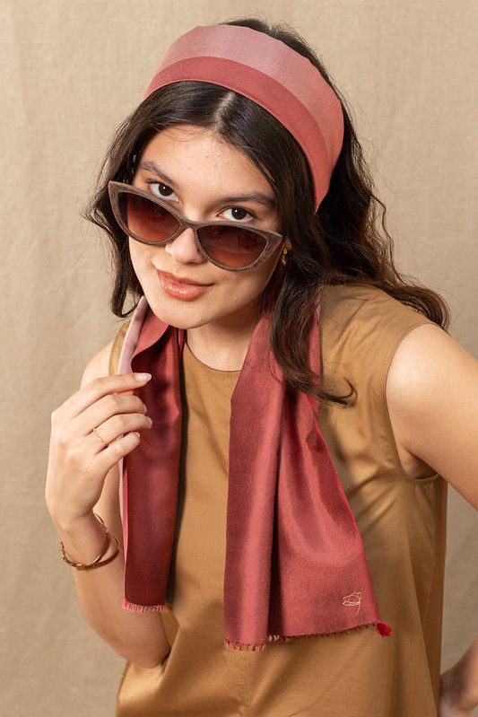 Foulard en soie Bicolore sienne
