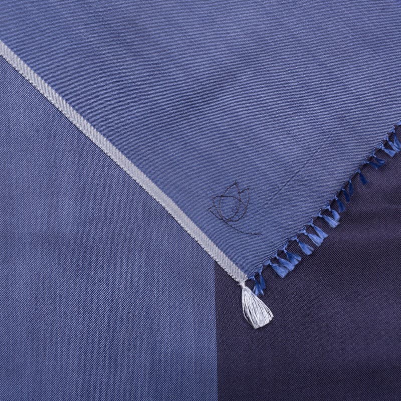 Petit foulard Bicolore en soie indigo