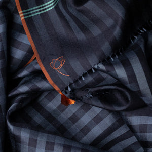 Petit foulard Krama en soie indigo homme