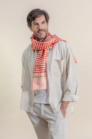 Petit foulard Krama en soie melon homme