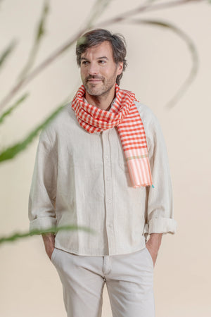 Petit foulard Krama en soie melon homme