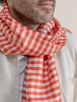 Petit foulard Krama en soie melon homme