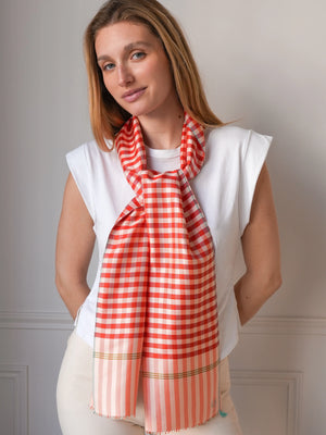 Petit foulard Krama en soie melon femme