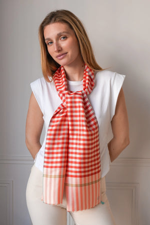 Petit foulard Krama en soie melon femme