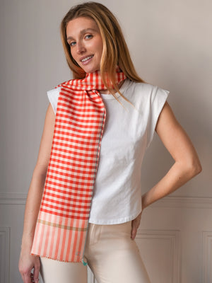 Petit foulard Krama en soie melon femme