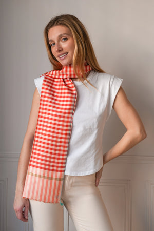 Petit foulard Krama en soie melon femme